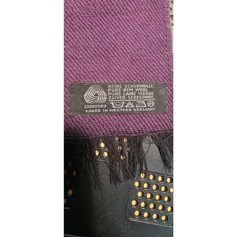 Plaid New Wool Horse Fringe Scarf Made in Germany 66